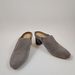 Walking Cradles Greer Suede Chunky Heels Mule Slip-on Taupe Gray Size 6.5 Shoes